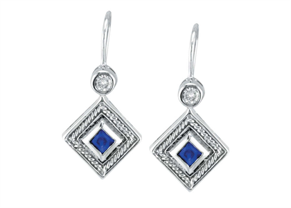 Rhodium Plated CZ Studded Gemstone Earring